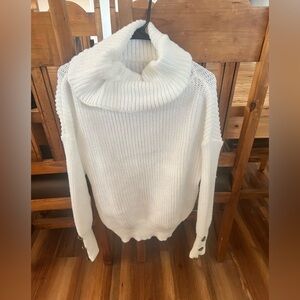 White mock neck sweater